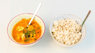 Garnalen curry met komijnrijst