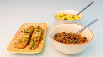 Pittige vis, kikkererwtencurry met citroenrijst