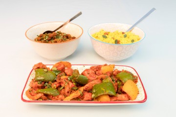 Tandoori paneer, kikkererwtencurry met citroenrijst